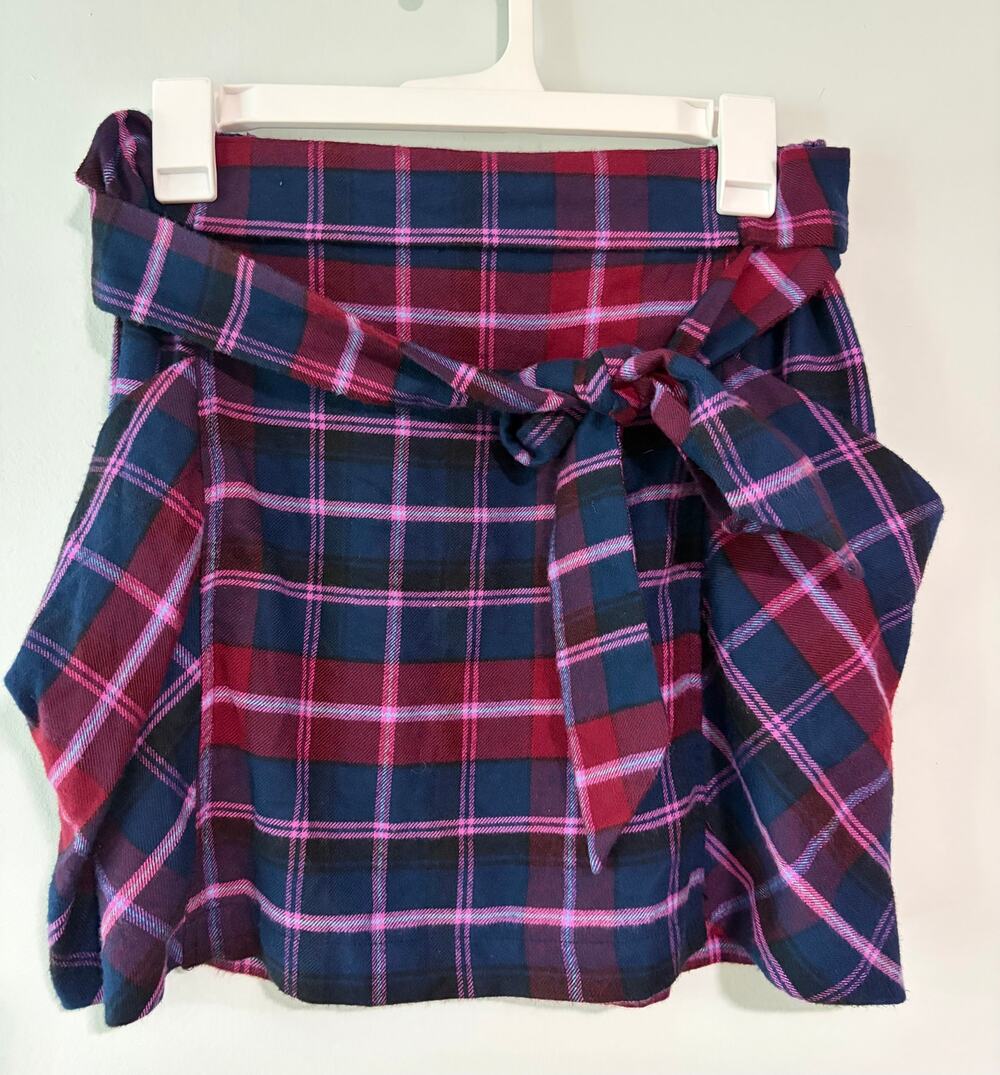 Urban Outfitters Plaid Wrap Tie Mini Skirt Red Blue Y2K Size Small